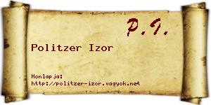 Politzer Izor névjegykártya